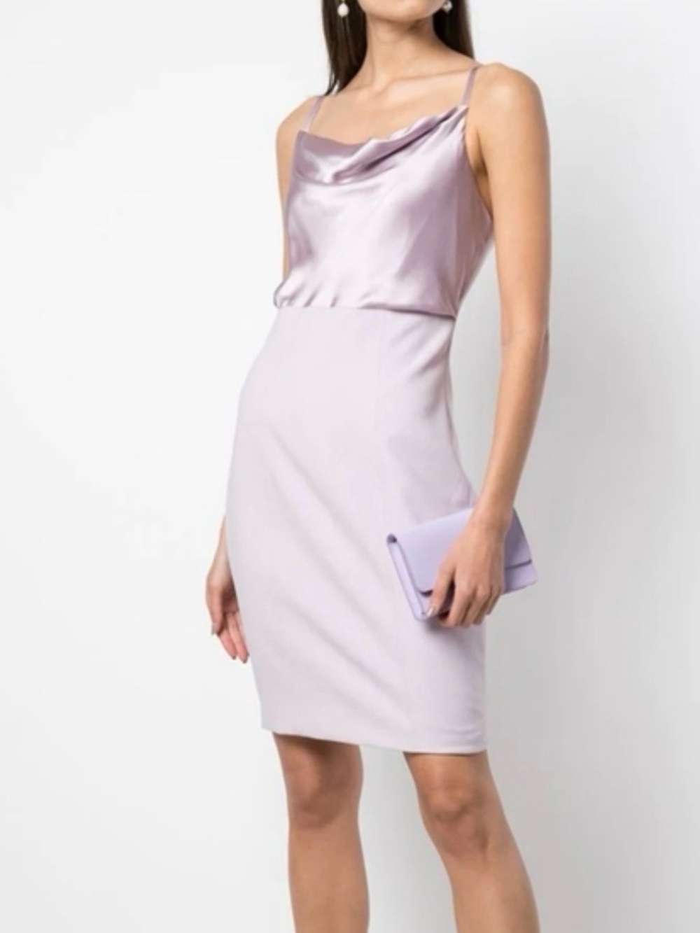 Cinq a sept Karina  Silk Satin Draped Cowl  Dress